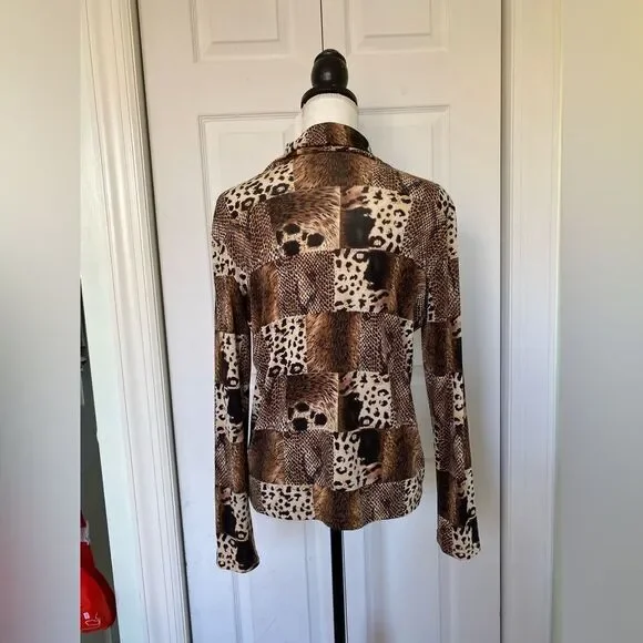 1990s/80s Leopard Print Turtleneck Top - Picture 3 of 5